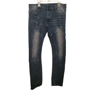 Royal Seven Mens Blue Premium Flex Distressed Denim Straight Jeans Size 34x32